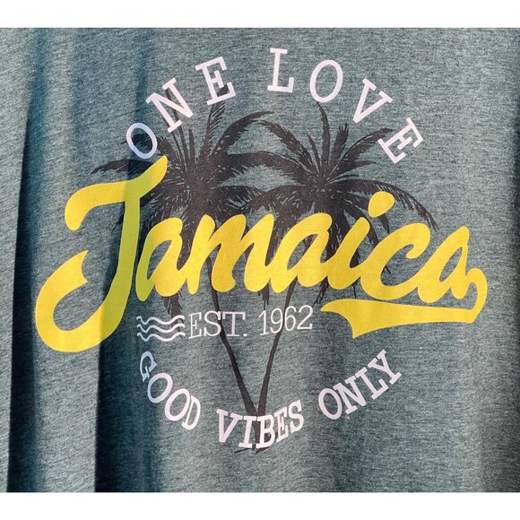 SURF CLASSIC ONE LOVE JAMAICA GOOD VIBES ONLY Short Sleeve T-Shirt Green 2XL - Picture 2 of 5